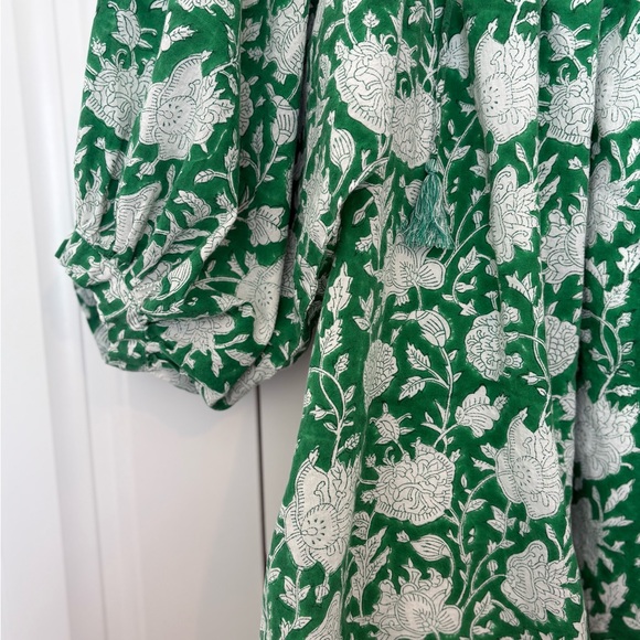 Mille Daisy Dress Size Medium Green Zinnia Print Tassels - Picture 7 of 12